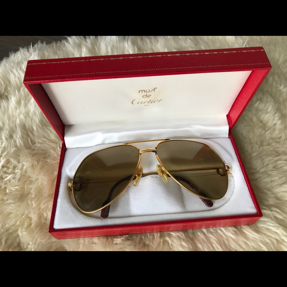 Cartier Santos Unisex Aviators 18k gold frames